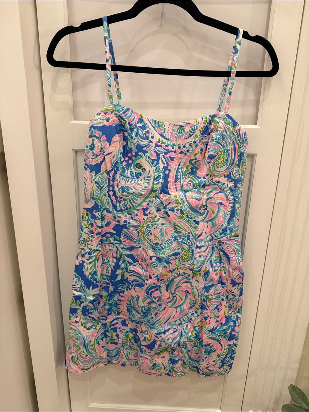 Lilly Pulitzer Blue Pink Green Paisley Slip Dress with Adjustable Straps